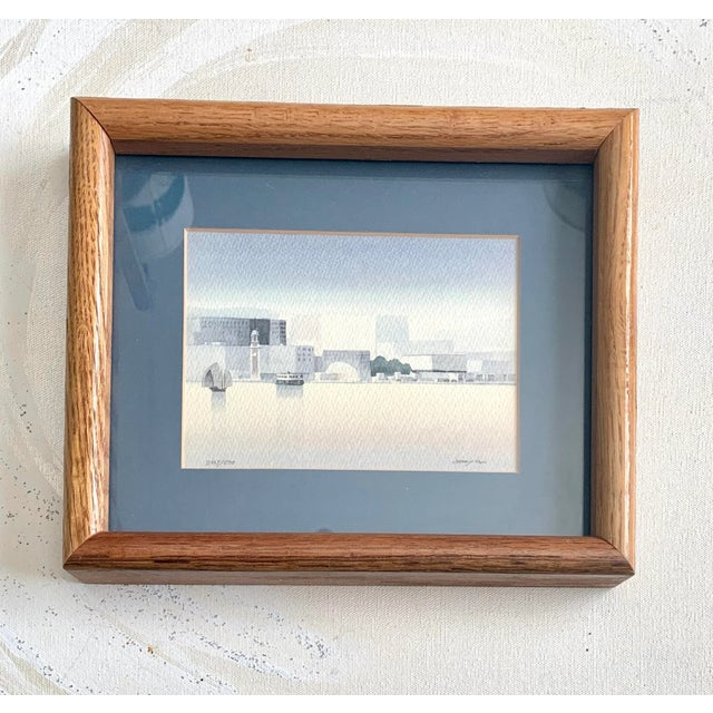 Mid 20th Century 1960s Mid Century Modern Watercolor Henry Sin Limited Edition Cityscape Numbered Print For Sale - Image 5 of 5