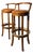 Vintage Wooden Bar Stools with Leather Seat and Brass Footrest, Set of 2 For Sale