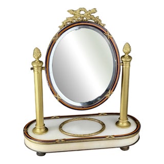 Napoleon III French Ormolu Opaline Vanity Mirror, 1870s For Sale