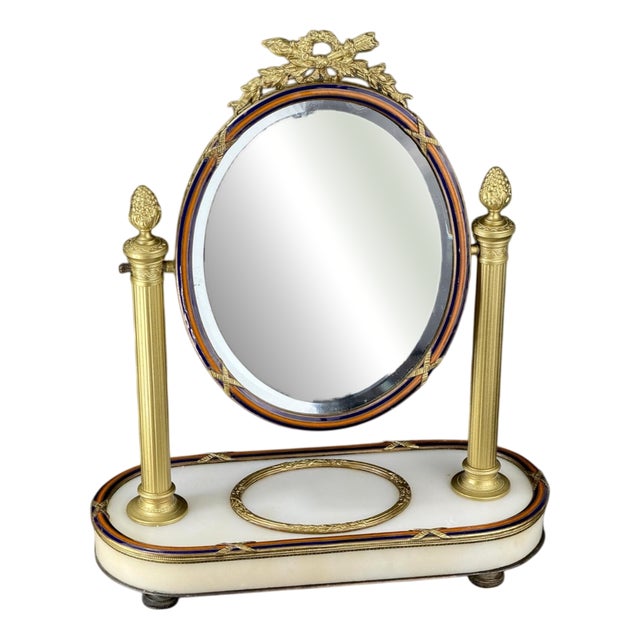 Napoleon III French Ormolu Opaline Vanity Mirror, 1870s For Sale