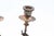 Silver Candlesticks with Deities and Plain Sconces with Octagonal Wooden Base, Set of 2 For Sale - Image 5 of 6