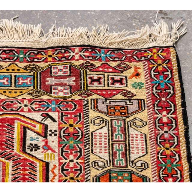 Textile Caucasian Kazak Hand-Knotted Rug, 3' 3" X 2' 6" For Sale - Image 7 of 9