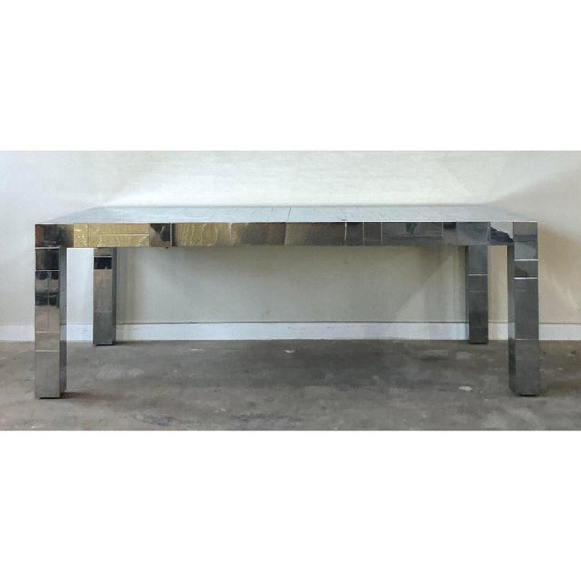 Vintage Boho Paul Evans Cityscape Chrome Extendable Dining Table For Sale - Image 11 of 12