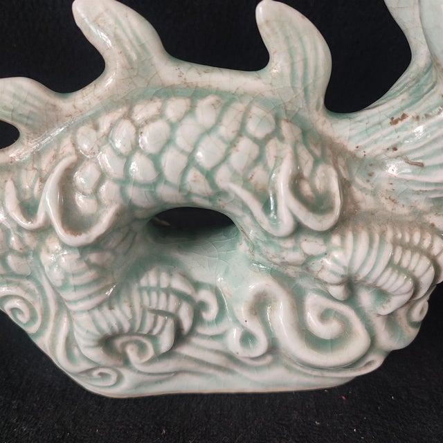 Ceramic Chinese Ceramic Ornament,Longqun Ware Hand Carved Celadon Glaze Porcelain Dragon Statue For Sale - Image 7 of 10