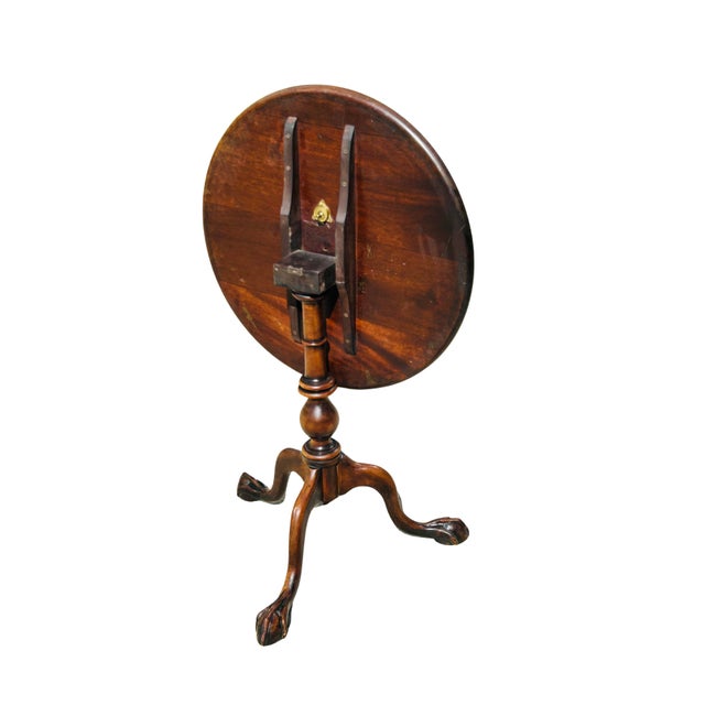 Antique George III Mahogany Tilt-Top Tea Table With Satinwood Inlay & Ball-and-Claw Feet | Birdcage Tripod Base For Sale - Image 6 of 13