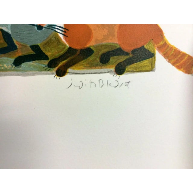 Mid Century Modern Unframed Skulk of Foxes Judith Bledsoe Hand Signed Lithograph For Sale - Image 4 of 5