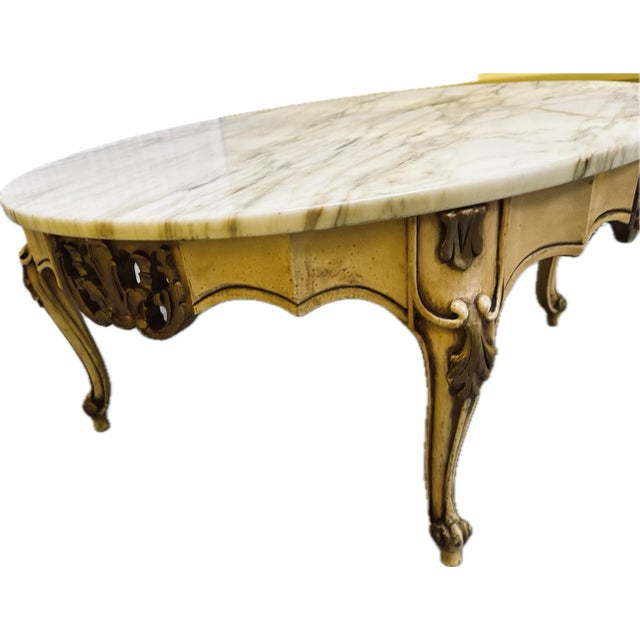 1960s French Provincial Marble Coffee Table For Sale - Image 4 of 5