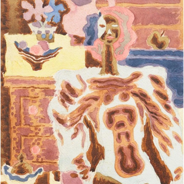 Estate stamp, verso, for Victor Di Gesu (American, 1914-1988) and painted circa 1955. Watercolor figurative showing an...