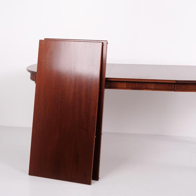 Gustavian Style Oval Mahogany Dining Table with 3 Extension Leaves, 1940s For Sale - Image 9 of 14