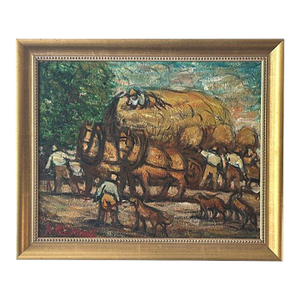 19th Century Farm Scene Oil Painting