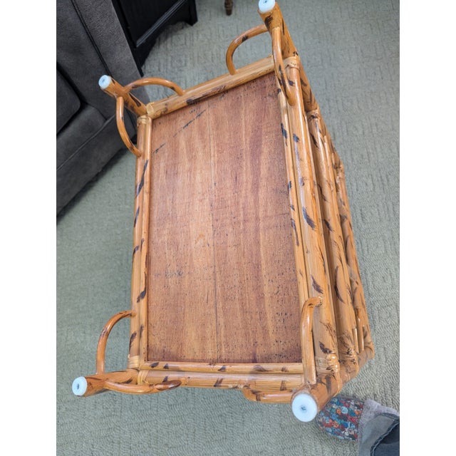 Mid 20th Century Maitland Smith Style Asian English Tortoise Bamboo Magazine Rack Canterbury Stand For Sale - Image 12 of 12