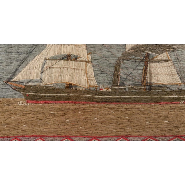 Victorian Sailor’s Woolwork Picture of the Merchant Ship ‘China’ Circa 1860–1875. Wool on canvas; figured maple frame. A...
