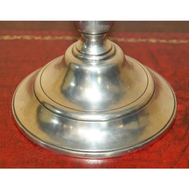 Metal Large Pewter Candleholder Table Lamp, Italy For Sale - Image 7 of 11