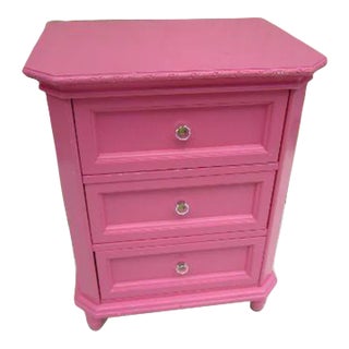 1990s Pink Shabby Chic 3 Drawers Wood Nightstand For Sale