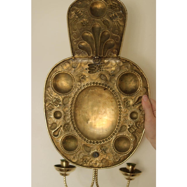 Large Mid-Century Swedish Baroque Style Brass Sconces, Set of 2 For Sale - Image 17 of 18