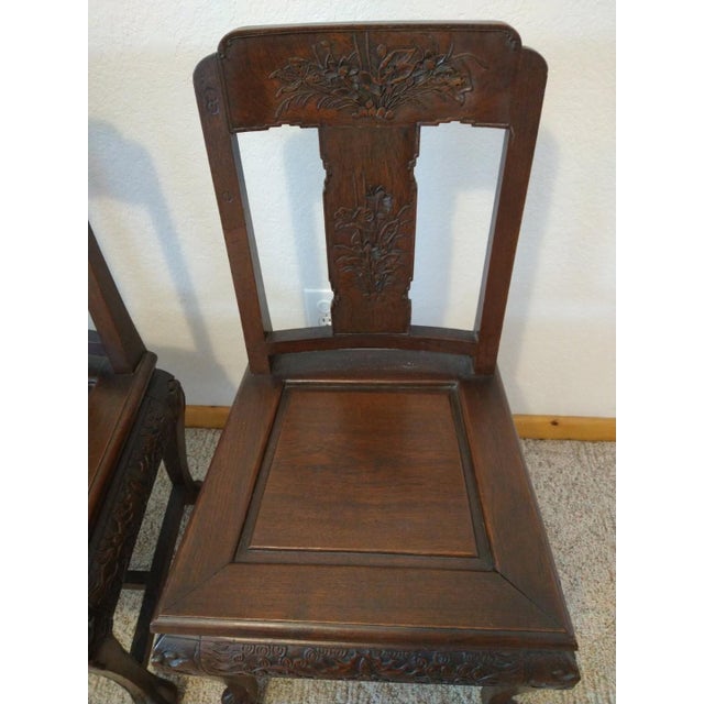 George Zee 1950s George Zee Hand Carved Kiln Dried Rosewood Chairs For Sale - Image 4 of 12