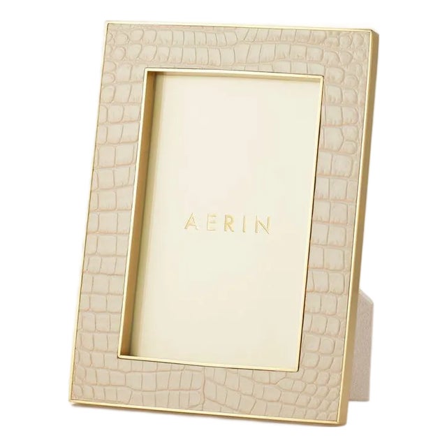AERIN Classic Croc Leather Frame, Fawn - 4" x 6" For Sale