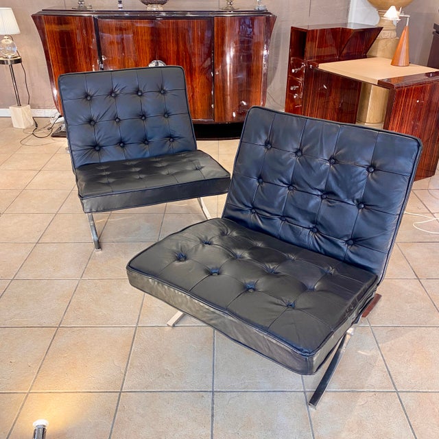 Black Leather Chairs, 1970s, Set of 2, in Very Good conditions. Designed 1970 to 1979