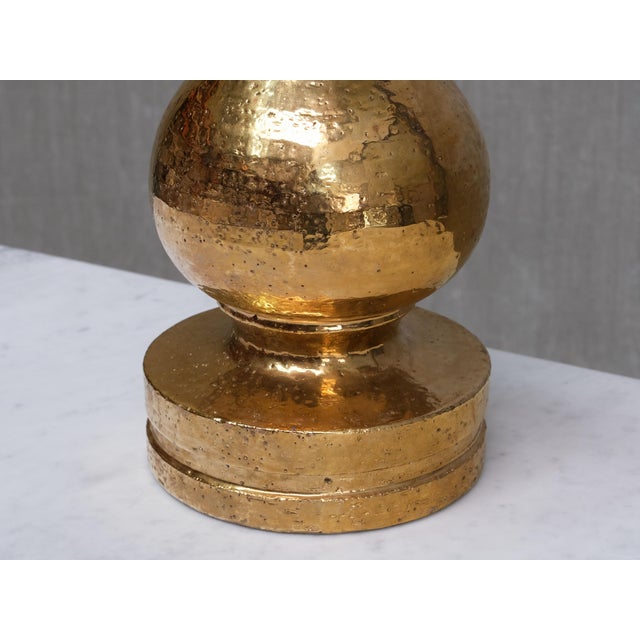 Textile Gold Glazed Ceramic Table Lamps by Aldo Londi for Bitossi for Luxus Vittsjö, 1970s, Set of 2 For Sale - Image 7 of 13