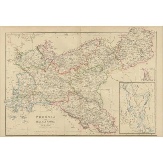 Antique Map of Prussia and Mecklenburg by W. G. Blackie, 1859 For Sale