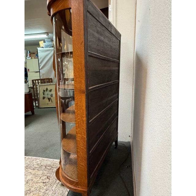 Early 21st Century Tiger Wood Curio Cabinet, Antique For Sale - Image 5 of 12