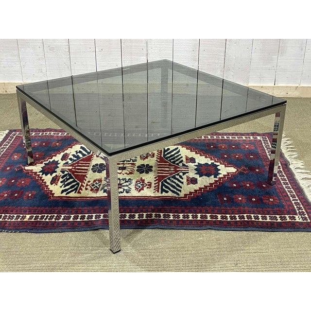 Chrome Coffee Table with Glass Top, 1980s, in Good conditions. Designed 1980 to 1989