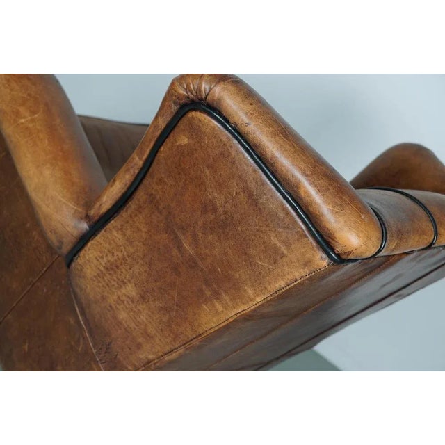 Vintage Dutch Club Chair in Cognac Colored Leather For Sale - Image 5 of 17