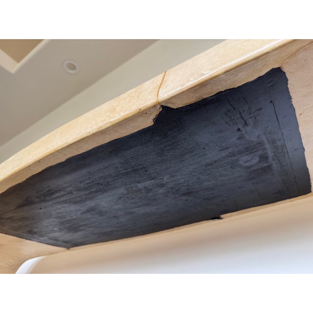 1970’s Karl Springer Attributed Lacquered Goatskin Console Table For Sale - Image 14 of 16