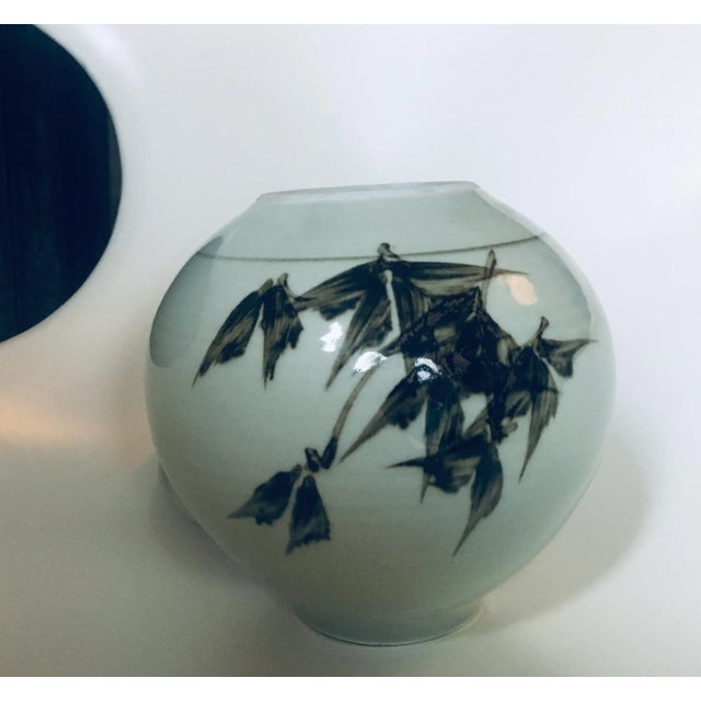 Mid-Century Modern Large Calligraphic Vessel Vase Pot With Lid by Bruce Van Valen Signed For Sale - Image 3 of 8