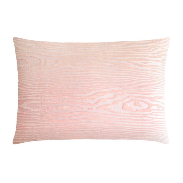 Contemporary Kevin O'Brien Woodgrain Blush Mini Cut Velvet Pillow For Sale - Image 3 of 3