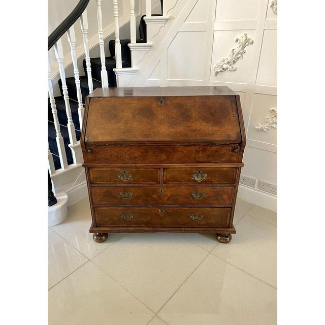 Large William and Mary Burr Walnut Herringbone Inlaid Two Part Bureau, 1680s For Sale - Image 17 of 17