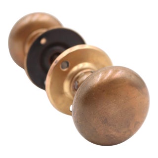 Vintage 2 In. Warm Brass Passage Door Knob Set For Sale
