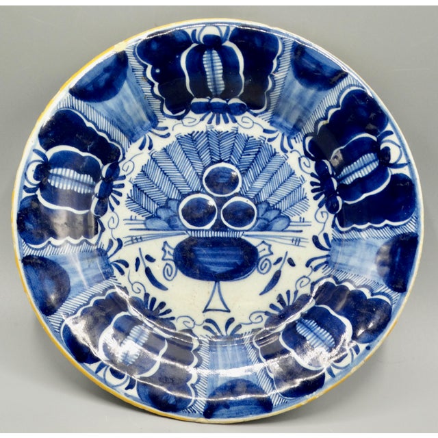 18th-Century Delft Peacock Plate Three Bells Maker's Mark For Sale - Image 9 of 10