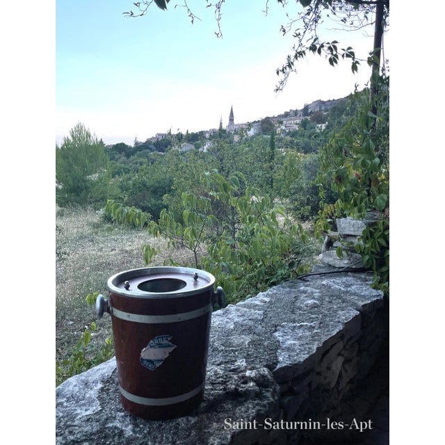 Vintage champagne / wine bucket. Sourced from Saint-Saturnin-les-Apt, France. Aluminum with a fiberglass/paper exterior.