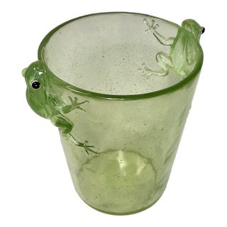 Vintage Lucite Translucent Green Tree Frog Ice Bucket Wine Cooler For Sale