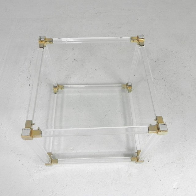 Hollywood Regency Coffee Table Acrylic Glass in Glass & Brass, 1970s For Sale - Image 10 of 14