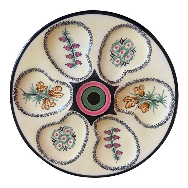 Mid Century Quimper French Oyster Plate For Sale