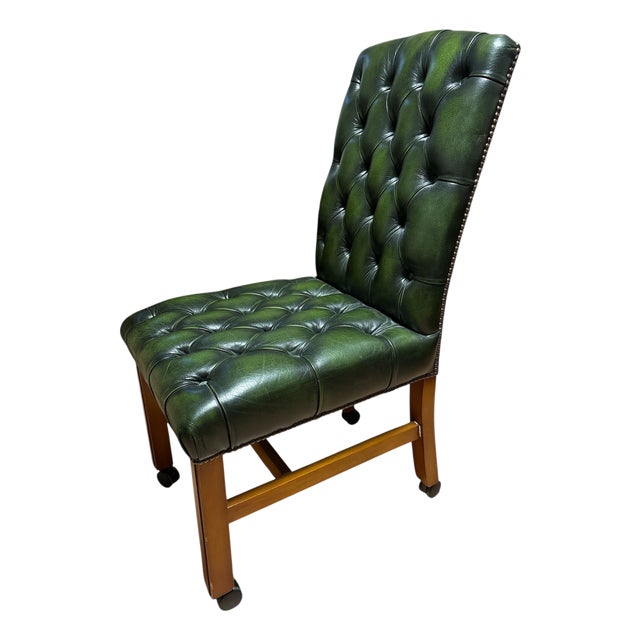 Vintage Chesterfield-Style Office Chair on Casters For Sale