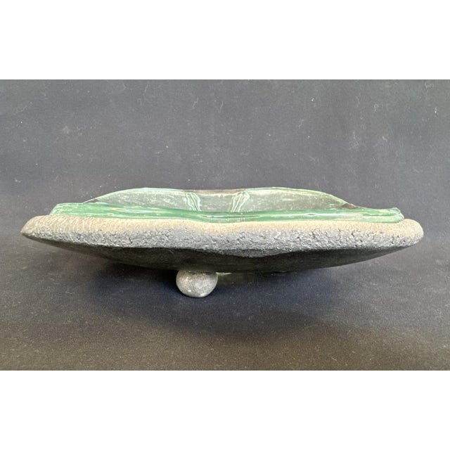 Table Bowl in Ceramic with Glass and Steel Inlay by Jean Fradin, 1970, in Flawless conditions. Designed 1970 to 1979 This...