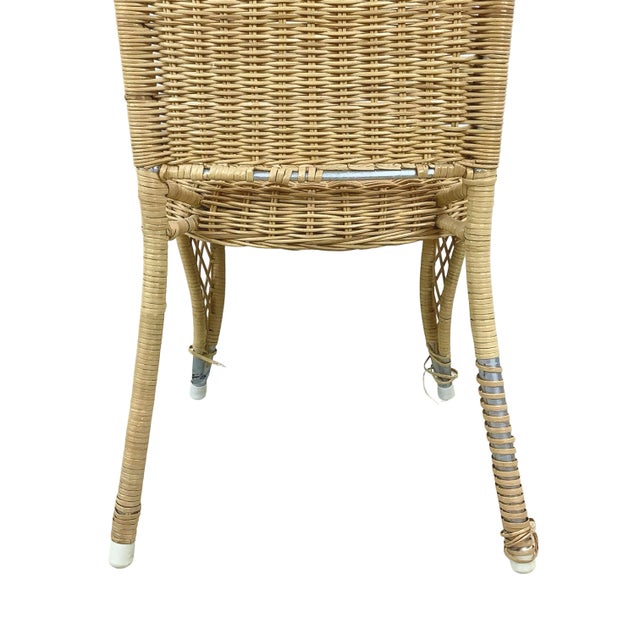 Vintage Woven Wicker & Rattan Side Chair With Cushion For Sale - Image 17 of 18