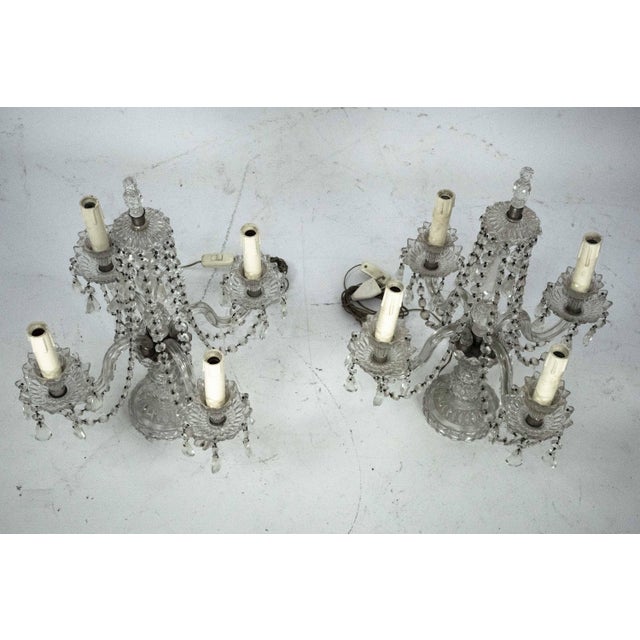 Maria Theresa Crystal Candelabra Table Lamps, Italy, 1940s, Set of 2 For Sale - Image 16 of 18