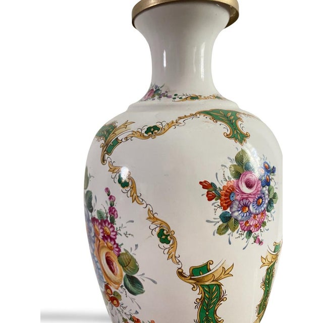 1950s English Porcelain and Brass Lamp, 1950s For Sale - Image 5 of 15