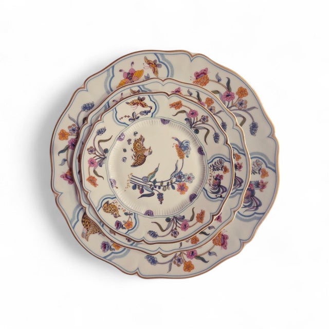 1980s Haviland Limoges “Golden Quail” Porcelain Dinnerware Set of 6 – Hand-Decorated, Gilt Trim, Made in France - Set of 31 For Sale In Austin - Image 6 of 10