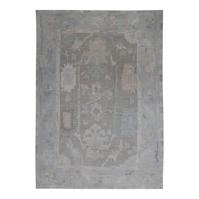Oriental Hand Knotted Rug Turkish Oushak 12'8" x 17'8" For Sale