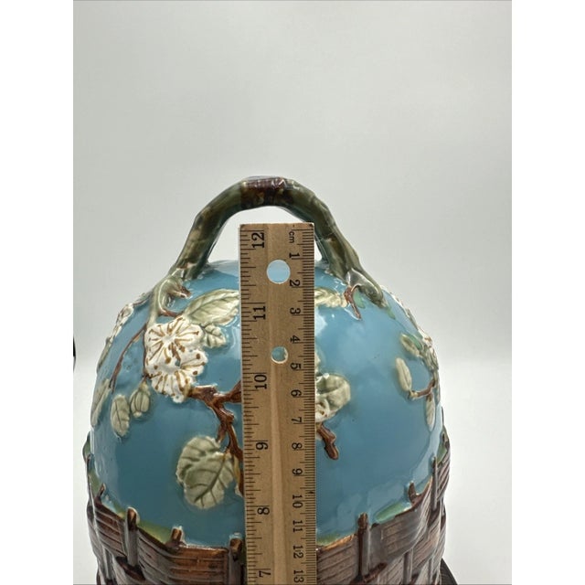 Ceramic Vintage George Jones Inspired Extra Large Majolica Cheese Dome For Sale - Image 7 of 11