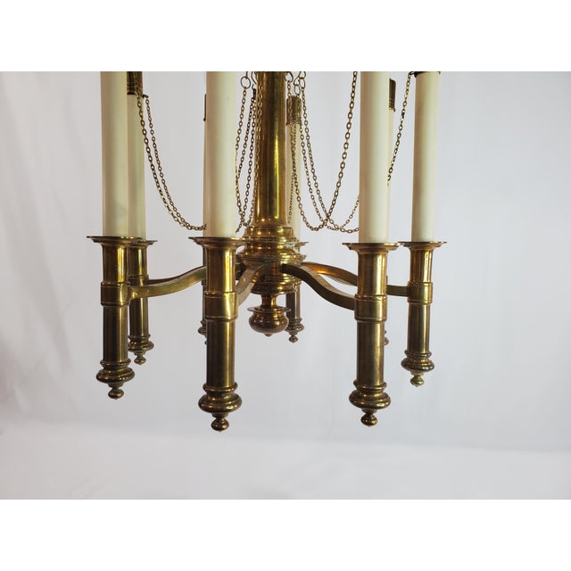 E.F. Chapman 1970s Mid Century Modern Chapman Brass 8-Light Candlestick Chandelier For Sale - Image 4 of 12