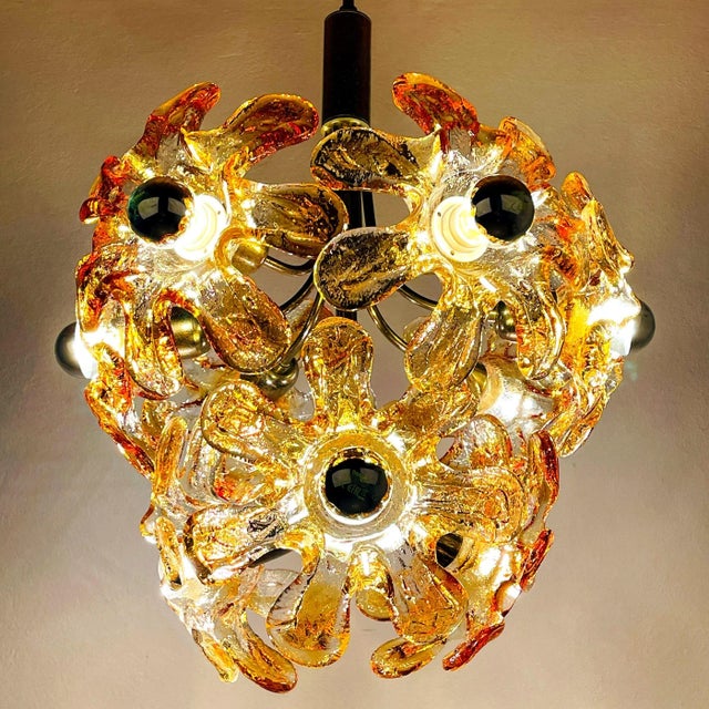 Mid-Century Amber Murano Glass Chandelier from Mazzega, Italy, 1970s For Sale - Image 6 of 13