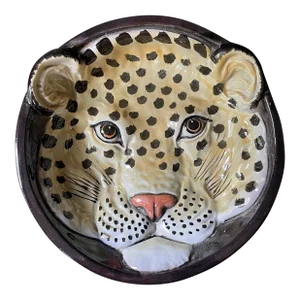 Vintage Leopard Ceramic Relief Bowl
