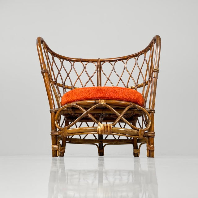 Italian Round Seatings in Rattan, 1970s, Set of 2 For Sale - Image 11 of 18