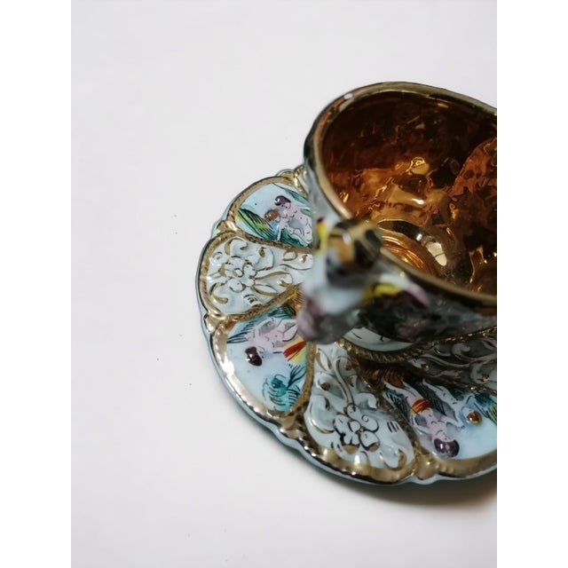 Tea and Coffee Service in Capodimonte Porcelain and Pure Gold, Set of 3 For Sale - Image 3 of 7